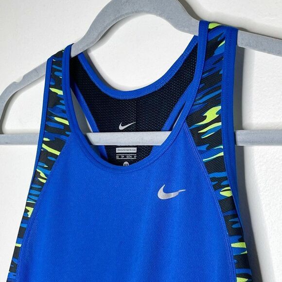 Nike dri-fit blue green space camo mesh active athletic work out‎ gym tank top - Picture 3 of 10